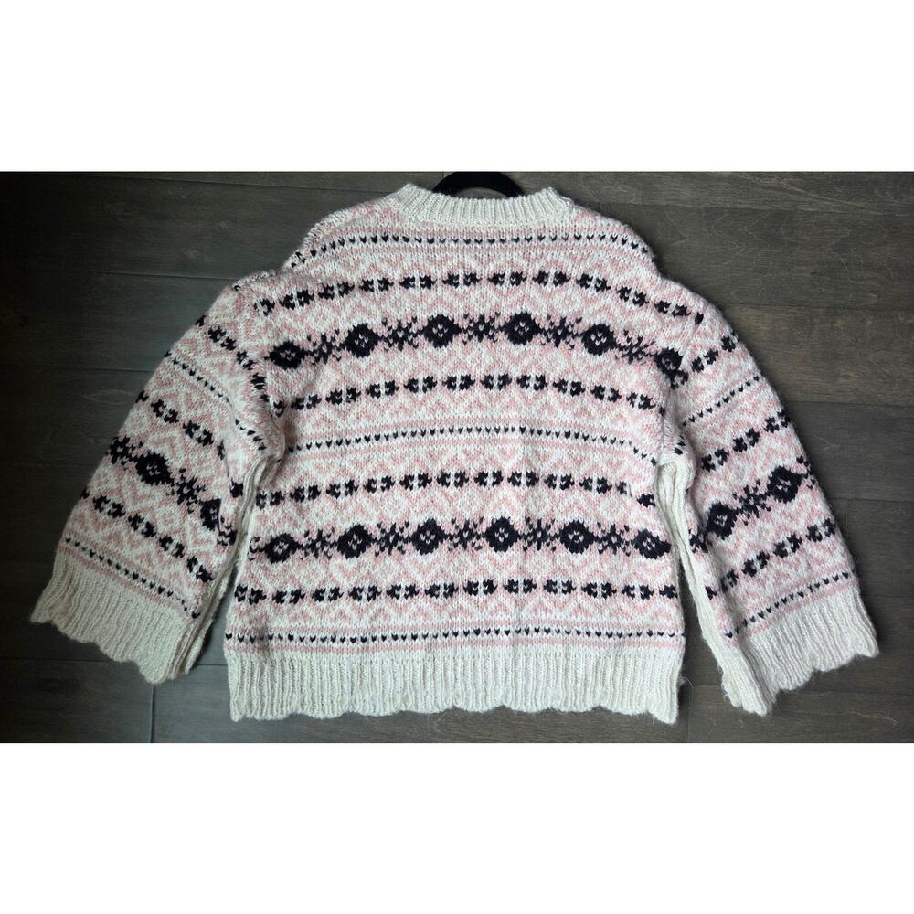 Zara Cream and Black Patterned Sweater - Picture 2 of 11